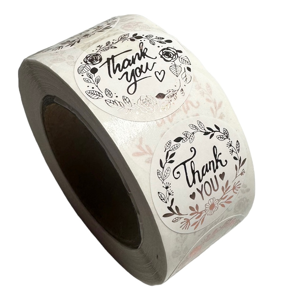 T2 Stickers 1" Thank You 500ct Floral Metallic Labels
